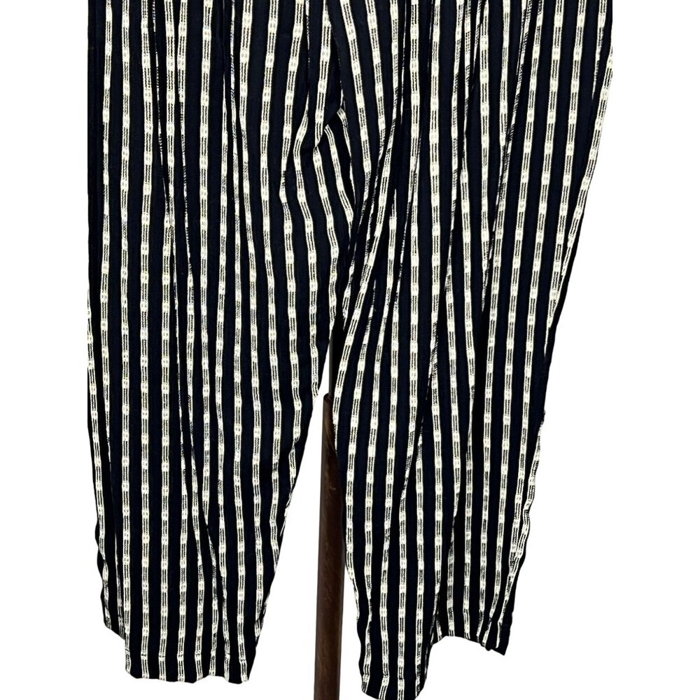 AKS dress pants 1XL black & white plaid stripe USA wide leg - Picture 6 of 10